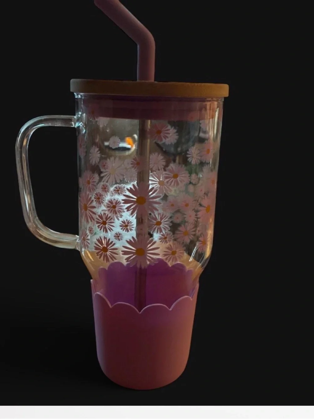 Pink Daisy Insulated Tumbler with Lid & Straw